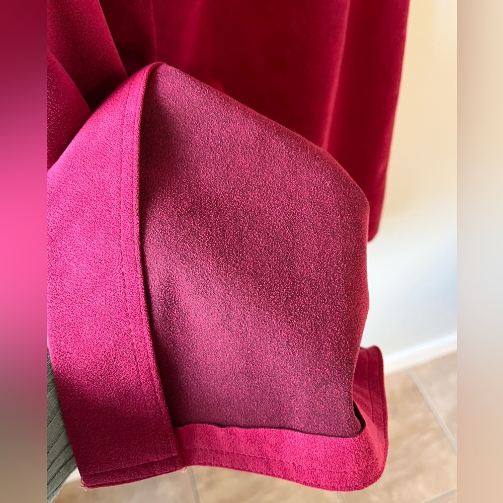 VTG Moody Dark Red A-Line Faux Suede Skirt Midi Size S/M - Romantic Whimsigoth - Picture 5 of 8